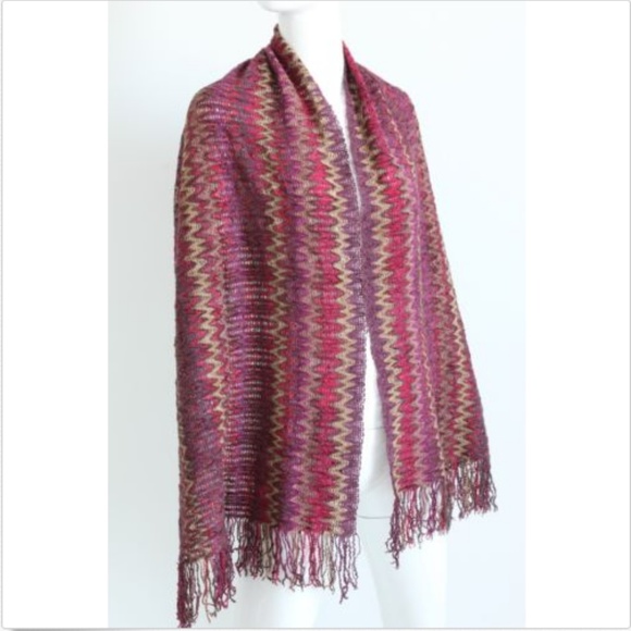 Missoni Scarf Long Fringe Multicolor Zig Zag Knit 70in L - Picture 5 of 7